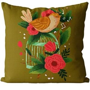 Joyhoor Stamped Pillow Cross Stitch Kits Needlepoint Kits 17.7”x17.7”